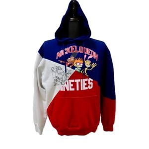 Nickelodeon Nineties Men's Large Hoodie Red White Blue Rugrats Arnold